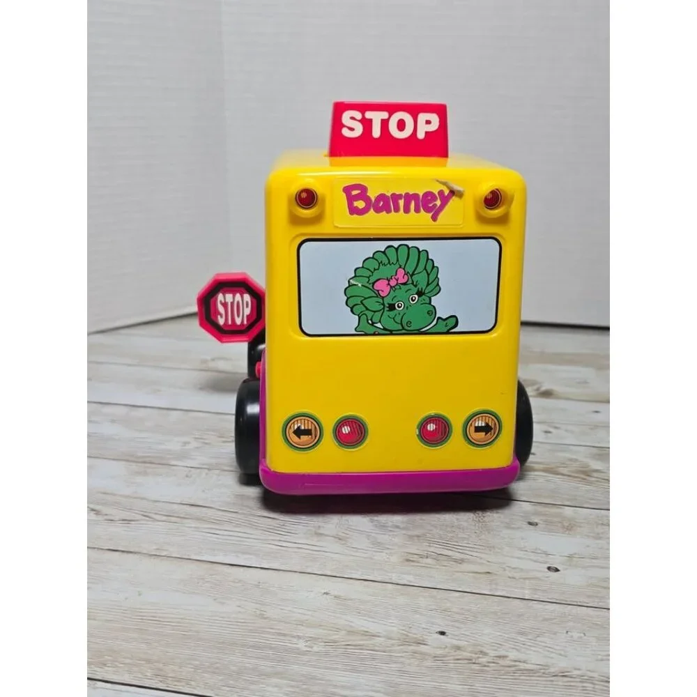 Lyons Group Vintage 1994 Barney School Bus Rolling Toy VIDEO‎
